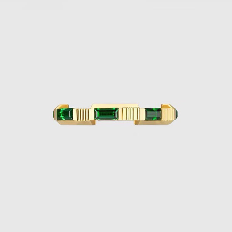 18K GG Link To Love Tormaline Green And Diamond Ring