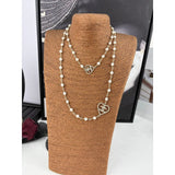 18K CC Heart Long Pearl Necklace