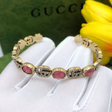 18K GG Red Crystals Open Cuff Bracelet