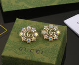 18K GG Blue Flowers Earrings