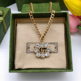 18K GG Flower Crystals Necklace