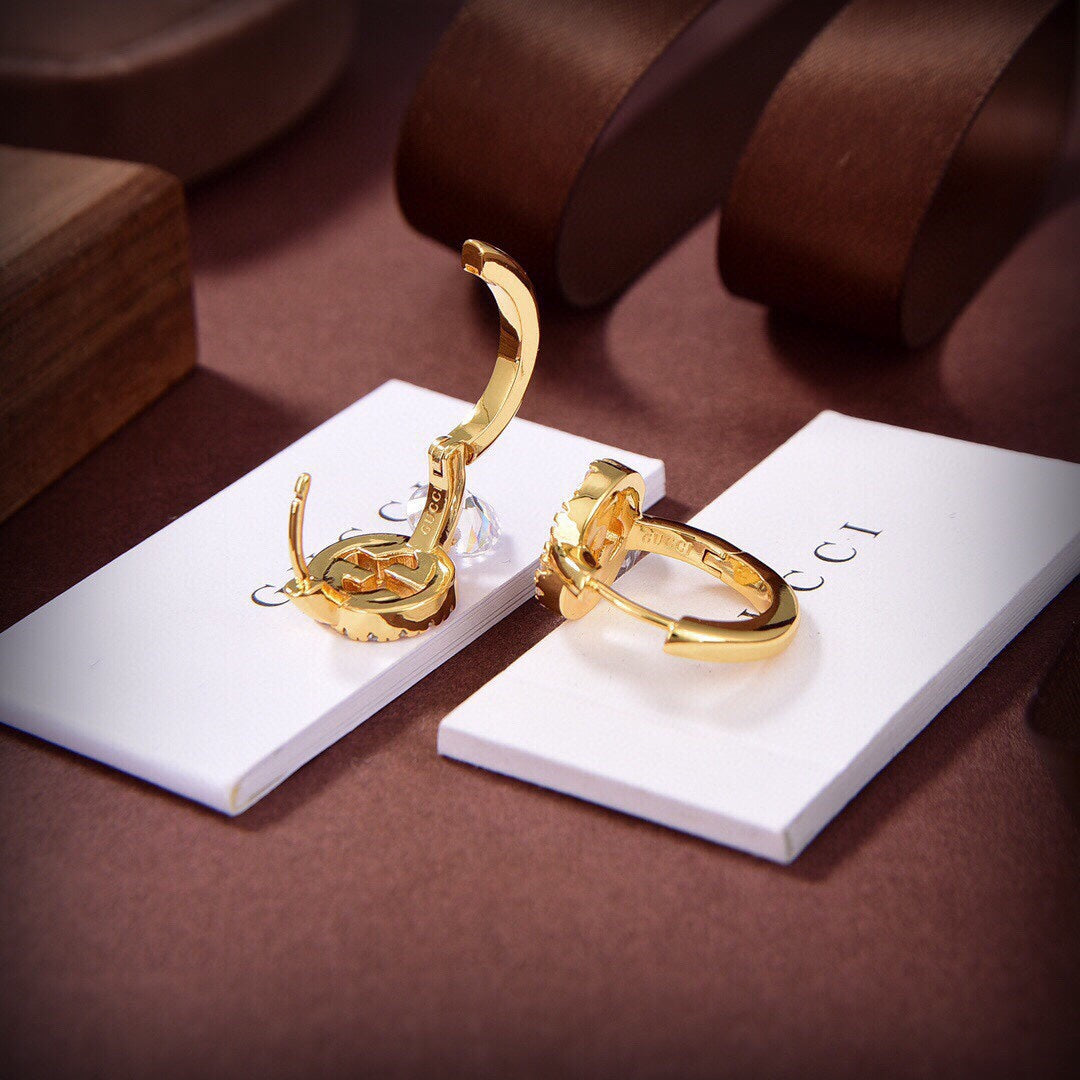 18K GG Interlocking G Diamond Earrings