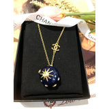 18K CC Blue Gold Ball Necklace