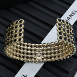 18K CC Black Crystal Wide Cuff Bracelet