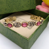 18K GG Red Crystals Open Cuff Bracelet