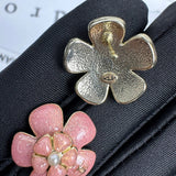 18K CC 26C Pink Camellia Earrings
