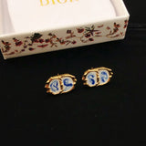 18K CD Sky Blue Gold Earrings