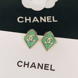 18K CC Green Earrings