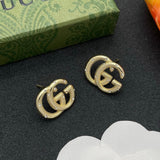 18K GG Pave Diamond Gold Earrings