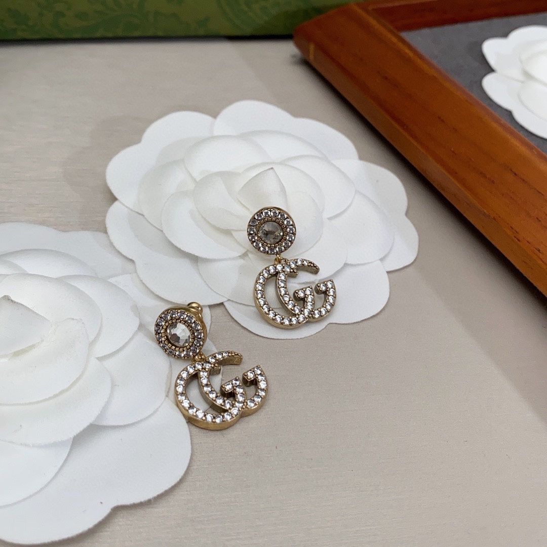 18K GG Crystal Pendant Earrings