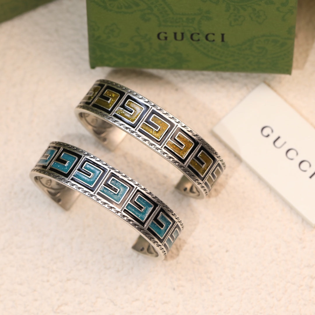 GG Cube Green Wide Bracelet