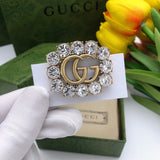 18K GG Crystal Square Brooch