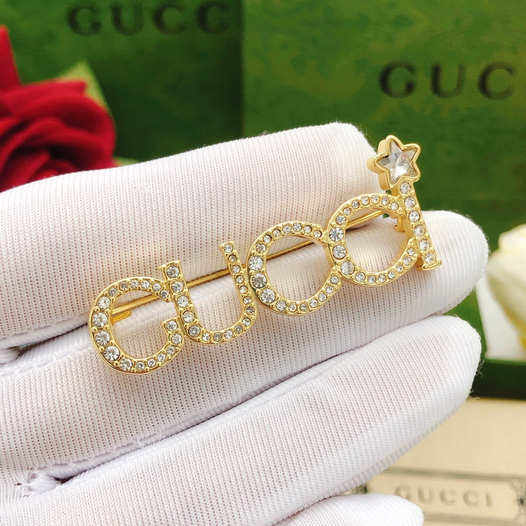 18K GG Diamonds Brooch