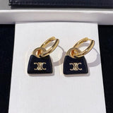 18K CE Black Bag Gold Earrings