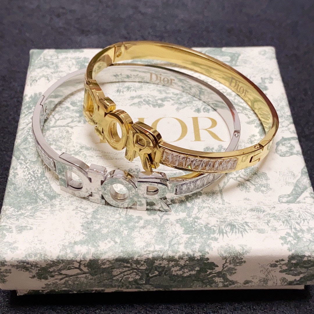 18K CD Crystals Bangle Bracelet