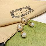 18K GG Flower Pearl Earrings