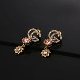 18K GG Flower Crystal Earrings