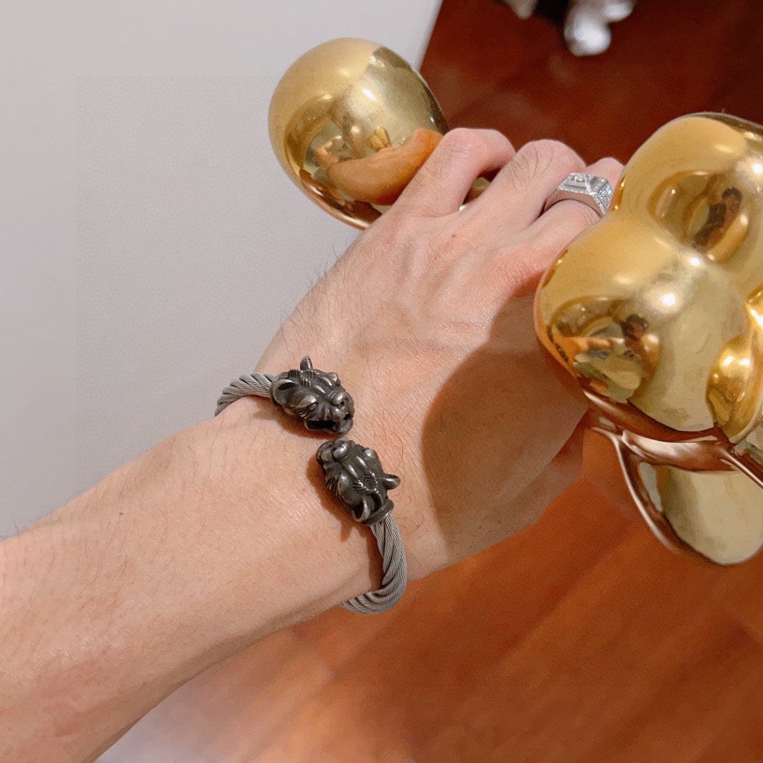 GG Double Tiger Head Vintage Bracelet
