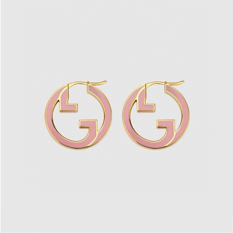 18K GG Pink Hollow Earrings