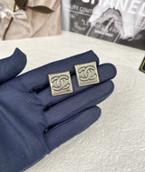 18K CC Smooth Block Earrings