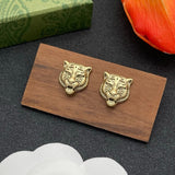 18K GG Tiger Head Gold Earrings