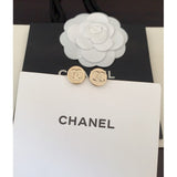 18K CC Gold Button Earrings