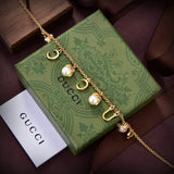 18K GG Logo Plaque Embellished Pearl Necklace