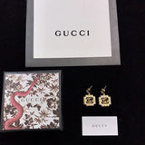 18K GG Square Pearl Earrings