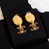 18K CC Big Pearl Pendant Earrings