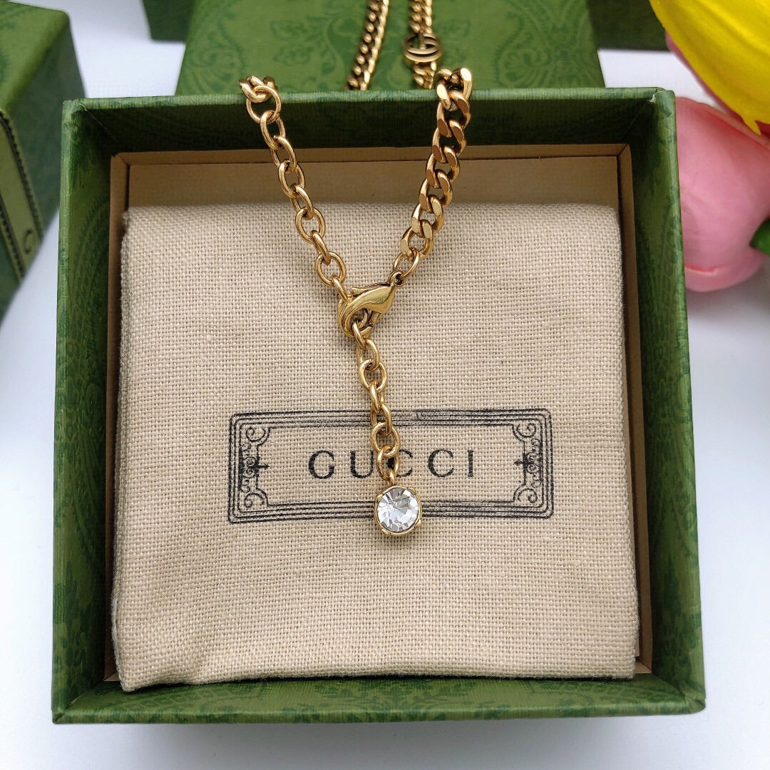 18K GG Flower Crystals Necklace