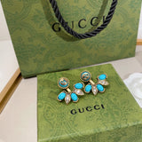 18K GG Blue Flowers Earrings