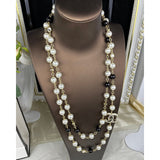 18K CC 24A Black & White Pearl Long Necklace