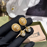 18K GG Flower Pearl Earrings