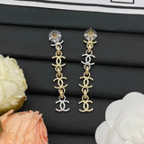 18K CC Long Gold Earrings