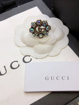 18K GG Crystal Flower Ring
