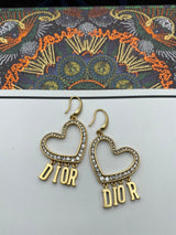 18K CD Heart Crystal Earrings
