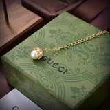 18K GG Logo Plaque Embellished Pearl Necklace