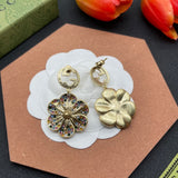 18K GG Color Crystals Flower Earrings