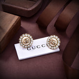 18K GG Flower Crystals Earrings