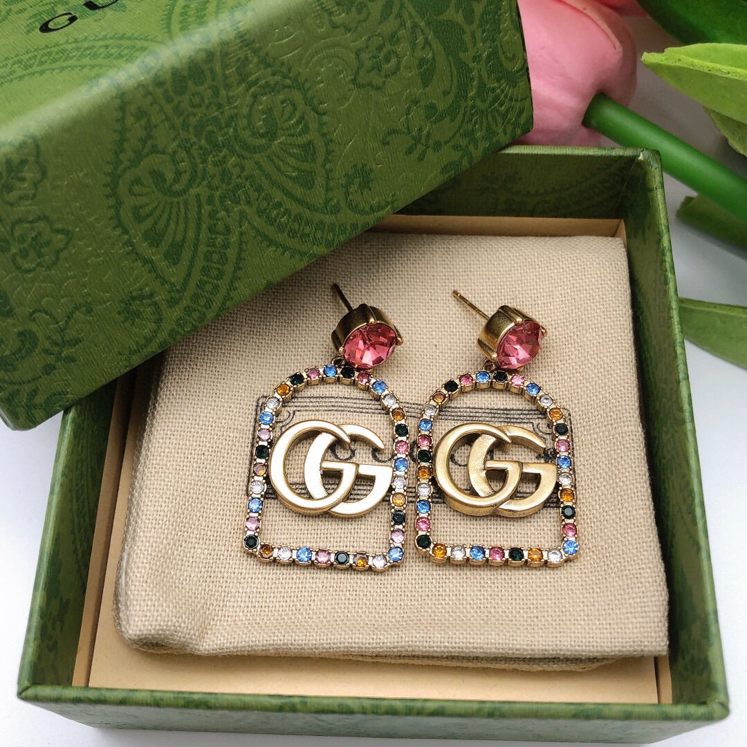 18K GG Color Crystals Earrings