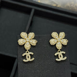 18K CC Twist Gold Diamond Earrings