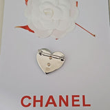 18K CC Diamond Heart Gold Brooch