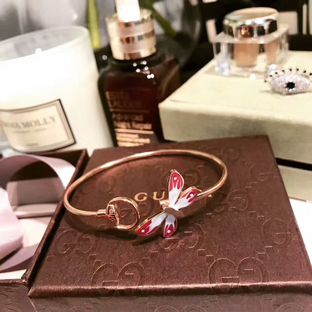 18K GG Flora Bangle Bracelet