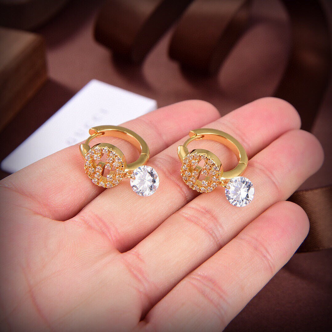 18K GG Interlocking G Diamond Earrings