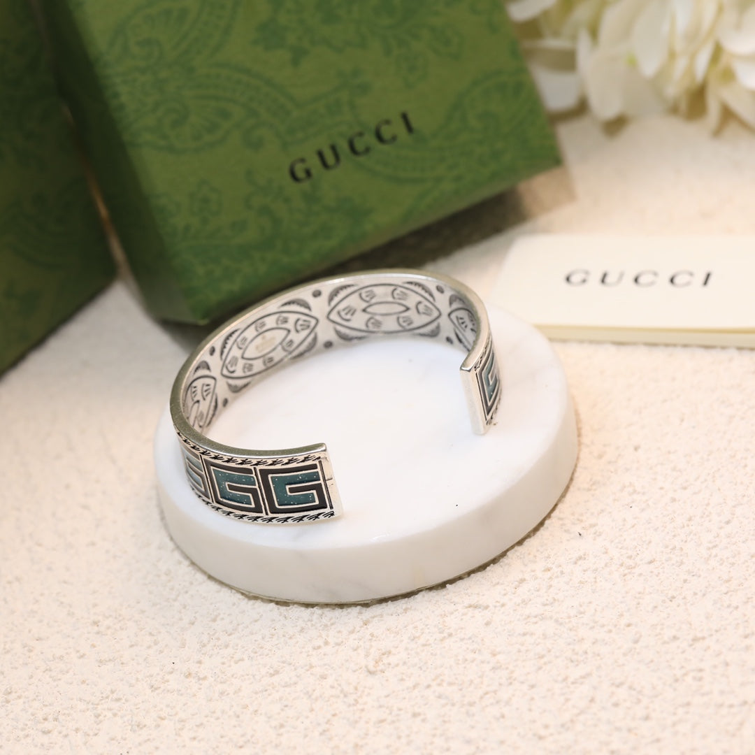 GG Cube Green Wide Bracelet