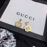 18K GG Square Pearls Earrings