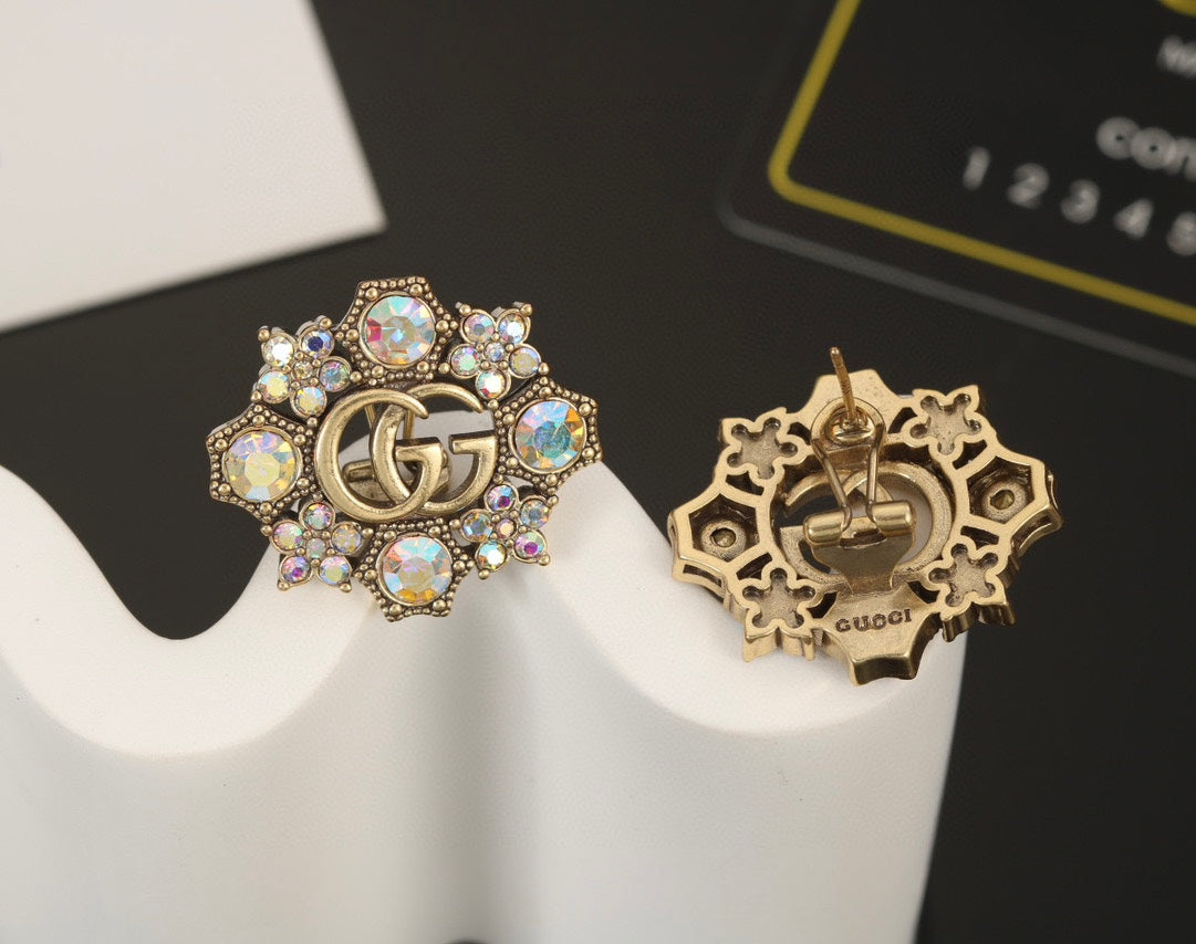 18K GG Blue Flowers Earrings