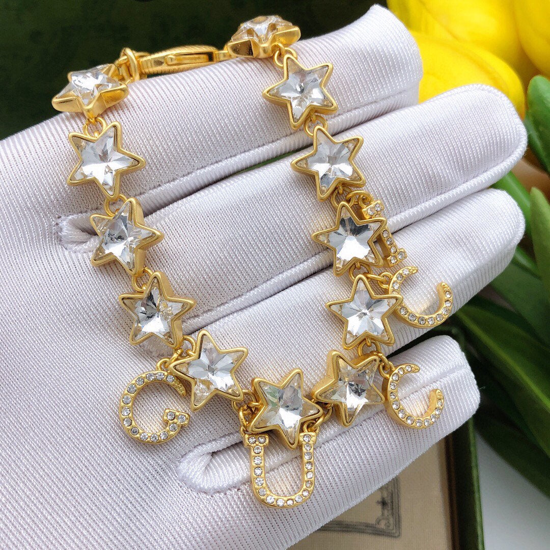 18K GG Script Crystals Bracelet