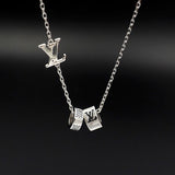 18K Louis Damier Rings Pendant Necklace