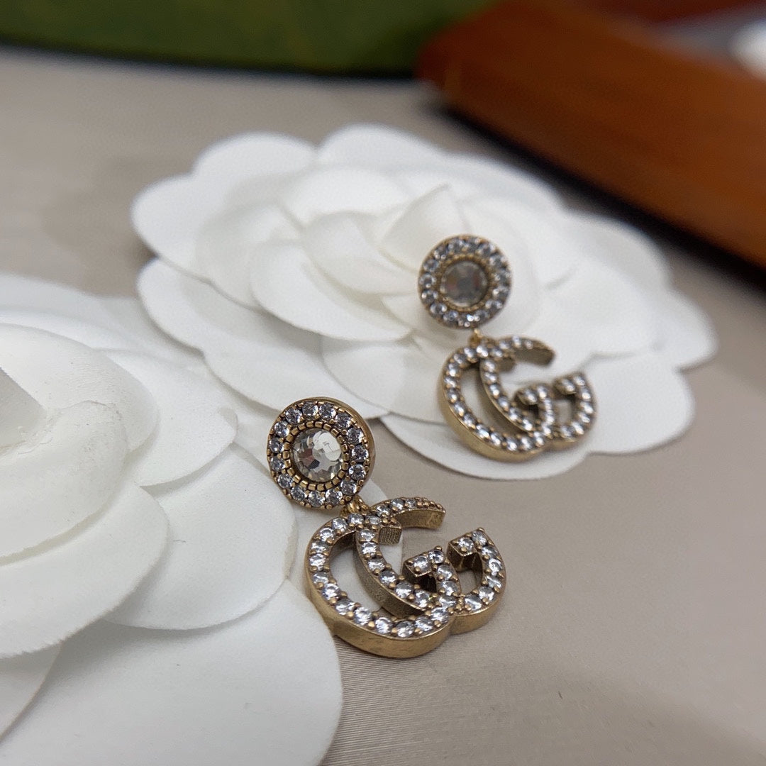 18K GG Crystal Pendant Earrings